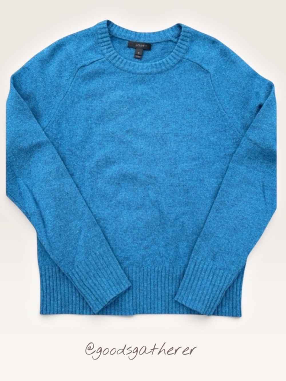 J.Crew 100% Wool Sweater Womens S Teal Blue Crewneck Raglan Pullover - Picture 1 of 5
